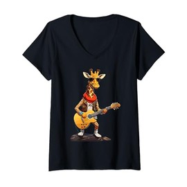 Giraffe Rock'n Roll, Giraffe Rock Rocking Giraffe Rock Bands V-Neck T-Shirt