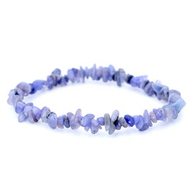 Taddart Minerals - Purple Blue Sliver Bracelet Made from Natural Gemstone Tanzanite on Elastic Nylon Thread - Handmade, Rubber, Tanzanite