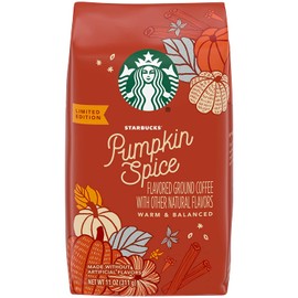 Starbucks Pumpkin Spice Flavored Ground Coffee - Warm & Balanced, No Artificial Flavors - 11 OZ (Pack of 2)