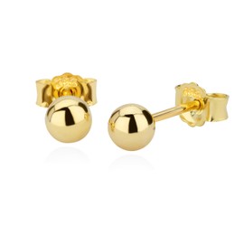 NKlaus Earrings Gold 333 – Stud Earrings Gold Ball – 8 Carat Yellow Gold – Jewellery Women, Men & Girls – Pair, Yellow Gold