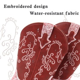 Wulubaba High End Girls Cowgirl Boots Embroidered Glitter – Western Toddler & Kids Cowboy Boots – Sweet Gift for Birthdays or Special Occasions