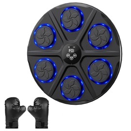 Music Boxing Machine for Adults, Wall Target Punching Workout with Boxing Gloves, Bluetooth Smart Boxing Training Machine Suitable for Home,Office,Gym, 12 Modes & 12 Speeds