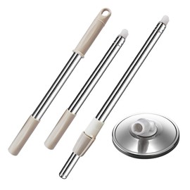 Midremer Extended Spin Mop Replacement Mop Handle, Upgraded 60-inch 360 Degrees Rotating Telescopic Replacement Mop Stick for Spin Mop Bucket Cleaning System (Stainless Steel Disc, Khaki)