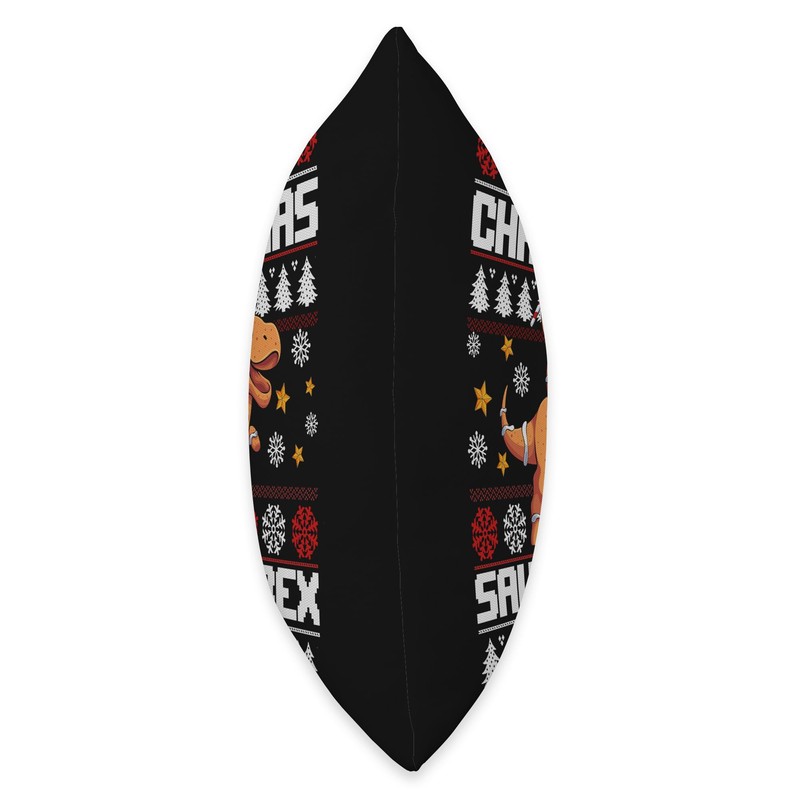 Christmas Saurus Rex Dinosaur Gingerbread Man Boys Throw Pillow