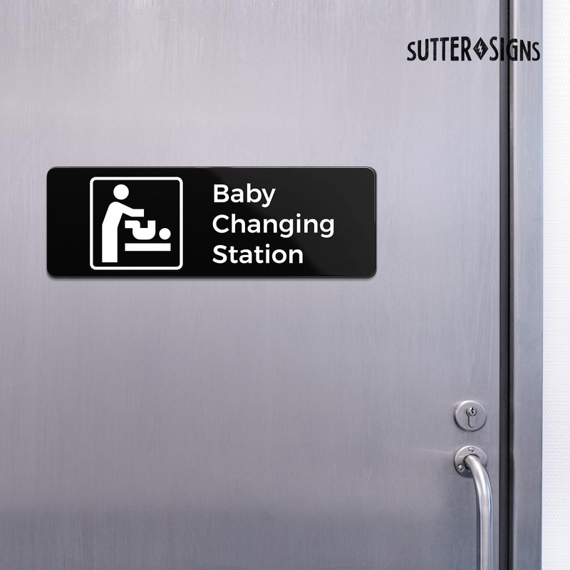 Baby Changing Station Sign, Durable ABS Plastic with Full Adhesive