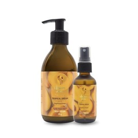 Oleum Vitae Kit Dúo Tropical Dream Mango Durazno Mandarina Crema Corporal Hair Body Oil Aceite Cabello Cuerpo Hidratación Profunda
