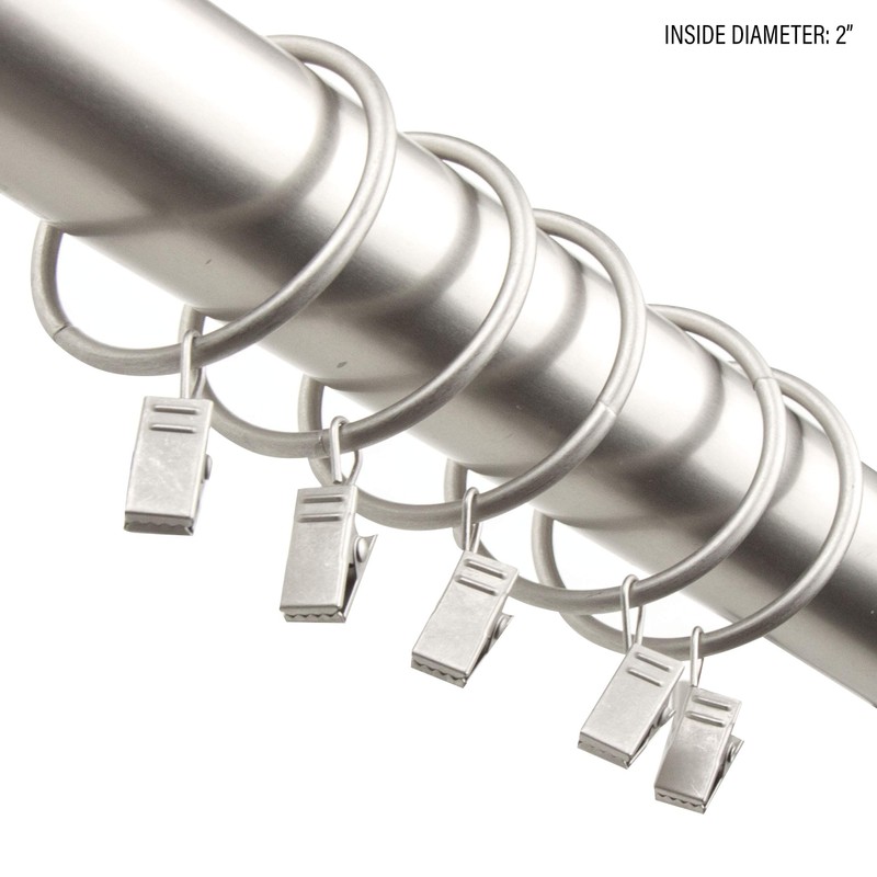 Rod Desyne 2 inch Curtain Rings w/Clip - Satin Nickel