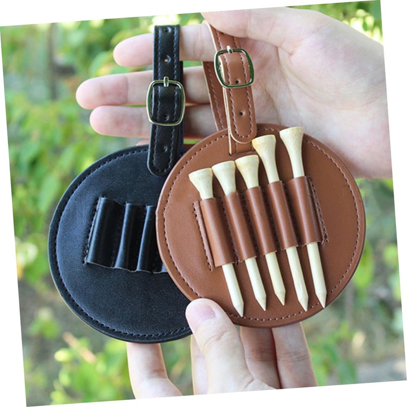 Mikinona Portable Leather Golf Tee Holder Bag Durable Golf Accessories