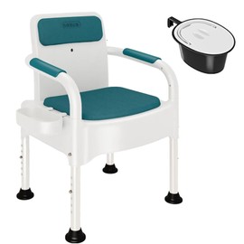 Bedside Commode, Portable Toilet for Adults, Toilet Seat with Armrests, Height Adjustable, Non-Slip, Anti-Odor, Suitable for Disabled and Elderly (Blue) (Color : Green)