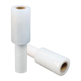 Stretch Film 4" × 500 ft, JUKFITA Shrink Wrap Rolls with Handle, 2 Pack Lightweight Plastic Wrap for Moving Waste-Free