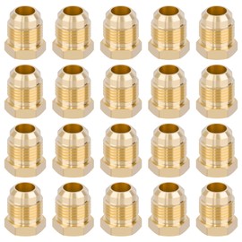 Dazakoot 3/8” Tube OD Brass Flare Plug, 20pcs SAE 45 Degree Flare Brass Plug Tube, Pipe Fitting for Refrigeration Pipe HVAC System/Mini Split Valve Adapter/Gas