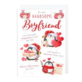 Second Ave Boyfriend Romantic Love Penguin Christmas Xmas Holiday Festive Greetings Card