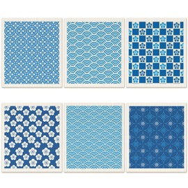 6 Pcs Swedish Kitchen Dish Cloths Kitchen Towels Reusable Sponge Cleaning Cloths Wipes Absorbent Dish Cloth Quick Drying Washable Decorative Tea Towels No Odor Bar Hand Towel (Japanese)