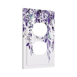Wpshijia Decorative Outlet Covers Purple Eucalyptus Boho Olive Leaves Country 1 Gang Wall Plate Cover Receptacle Duplex Light Switch Cover Plate Single Dual Plug Covers Electrical Switchplate