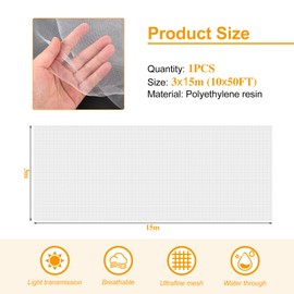 Garden Netting 10 x 50FT Insect Netting Pest Barrier Ultra Fine Plant Mesh Cover Protection for Vegetable Flowers Fruits Plants Greenhouse Crops