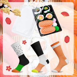 Christmas Socks Gifts Stocking Stuffers for Adults Women Funny Gifts for Men Him White Elephant Gifts for Boyfriend Birthday Gifts for Her Sushi Socks Gift Baskets for Family Mom Dad Cadeau Femme Noel