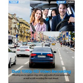 abask J05 Dashcam Auto 1080P Dash Cam Vorne Innen mit 32GB SD-Karte, 310° Weitwinkelansicht, Autokamera mit Parküberwachung, Bewegungserkennung, Infrarot Nachtsicht, G-Sensor, Loop-Aufnahm, HDR, Akku