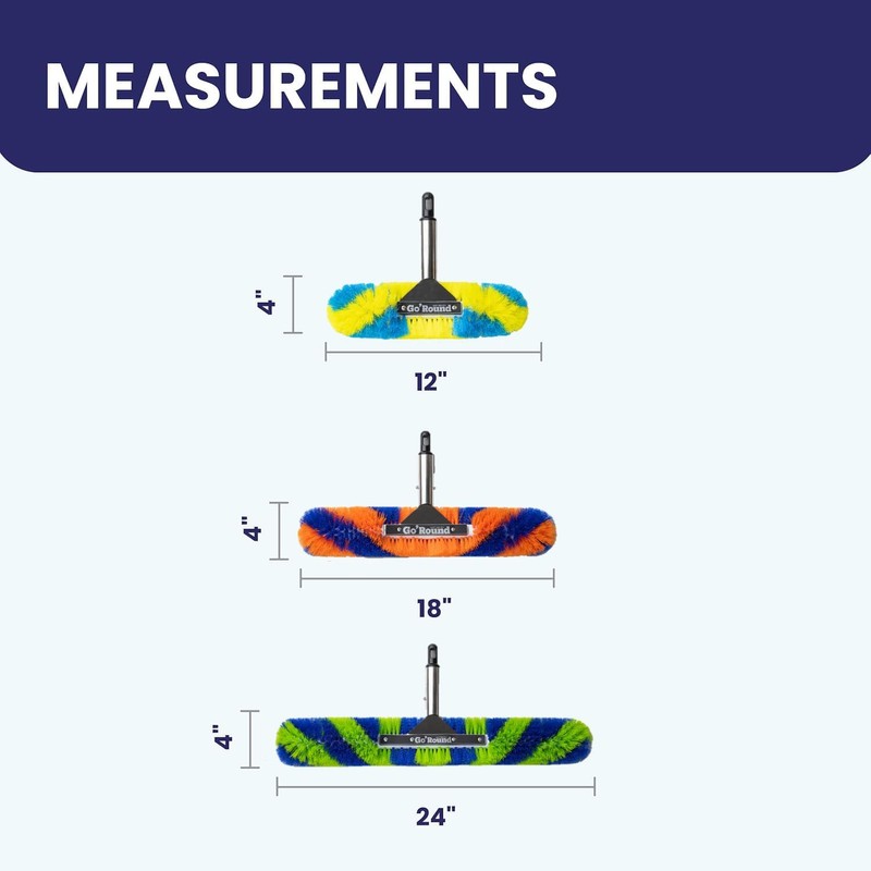 GoRound 360 Pool Brush, 360 Degree Bristles, 3 Pack with
