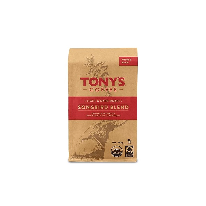 Tony's Coffee, Songbird Blend (12oz), Dark & Light Roast Blend