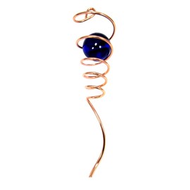 WorldaWhirl Wind Spinner Stabilizer Gazing Ball Spiral Tail Cyclone Yard Twister (Copper Wire, Blue Glass Orb)