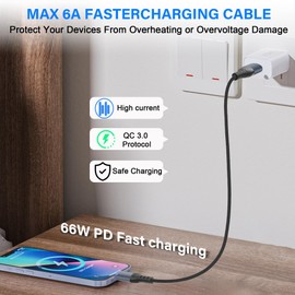 JSADZKJ 66W schnelles Aufladen USB A zu USB C Kabel Nylon geflochtenes Typ C Ladekabel Unterstützung Sync Datenübertragung USB zu USB C Kabel für Phone16/15,Tablet,Laptop,Auto,50cm