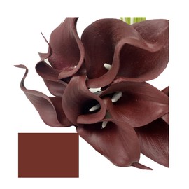 Angel Isabella Real Touch Calla Lily Artificial Flowers — Perfect for a Wedding, Prom, Christmas or Home Decor — Great as a Boutonniere, Corsage or Centerpiece - 10 Stems, Burgundy