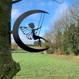 CHROX Metal Fairy Fairy Yard Art Garden Yard Art Metal Yard Silhouette Silhouette Fairies Null Lawn Ornament ​Hanging Wall Sculpture Home Decorations(11, Fairy Silhouette), Ferrous