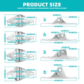 8Pcs Garage Door Hinges #1#2#3#4 Heavy Duty Steel with Galvanized Finish Garage Door Bracket for Residential/Light Commercial Garage Door Replacement