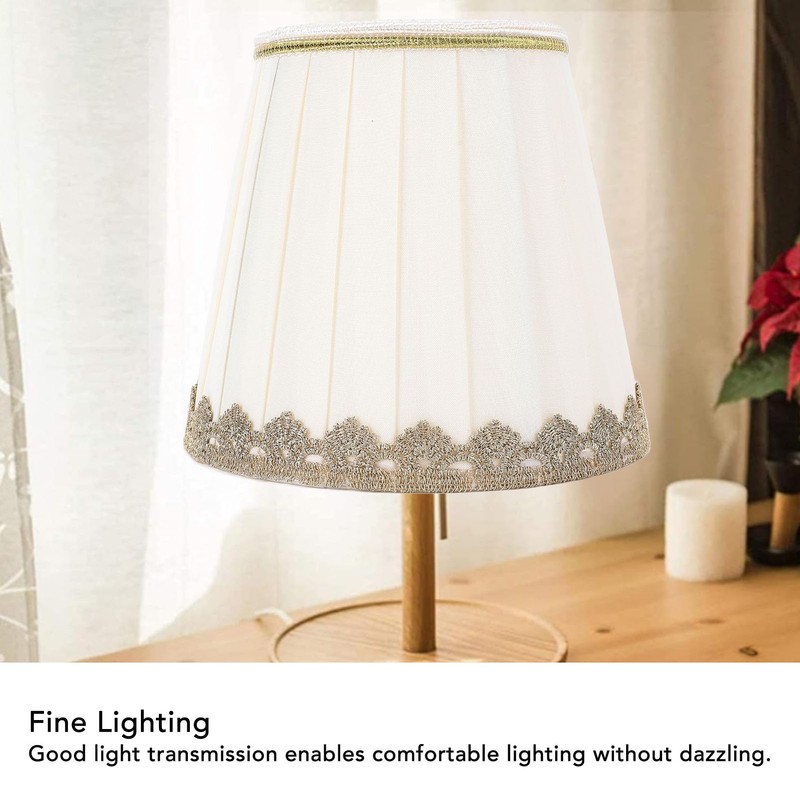 SENECESLI Table Lamp Shade, 6Pcs Universal Minimalist, White/Beige, Fabric, Clip-On,