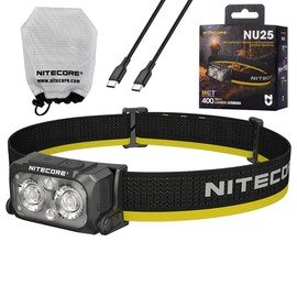 Nitecore NU25 MCT NU25 Multiple Color Temperature Light Headlamp -400 Lumens w/Diffusing Stuff Sack and Eco Sensa USB C Charging Cable