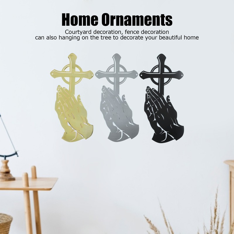 3PCS/Set Peaceful Praying Hands Wall Decor with Religious Cross Garden