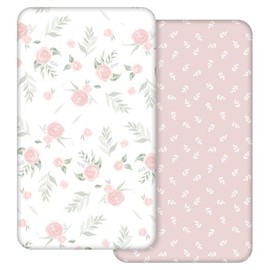 Pack of 2 Jersey Fitted Sheets for Cot, 100% Microfibre, Breathable, 120 x 60 cm, Öko-text100, Cosy and Lightweight Baby Bassinet Sheet, Suitable for All Mattress Shapes (Rose)