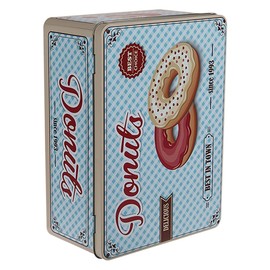 OOTB Donuts Rectangular Tin Box, Metal, Multi-Colour, 21 x 15 x 8 cm