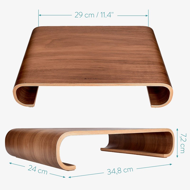 Navaris Wood Monitor Stand Riser - Computer Desk Organizer Desktop