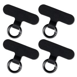 4-Pack Tether Tabs for Phones – Non-Adhesive Lanyard Patches for All Full Phone Cases, Cell Phone Strap Replacement Accessories (Black)