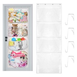 WhizNook Cuddly Toy Storage Door, Hanging Organiser with 4 Pockets, Storage Cuddly Toy, Cuddly Toy Organiser, Cuddly Toy Over the Door Hanging Organiser for Children's Room, Bedroom
