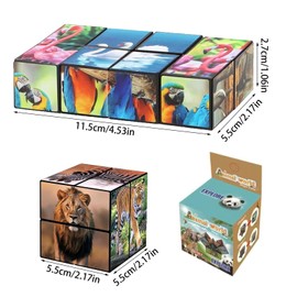 YUZHEDM Zauberwürfel, Infinity Cube, Magic Cube, Wildtier Sternenwürfel 2 in 1 Zauberwürfel 2x2 Spiele IQ Puzzle Kreatives Lernspielzeug Entspannungswürfel Geschenkidee Jungen