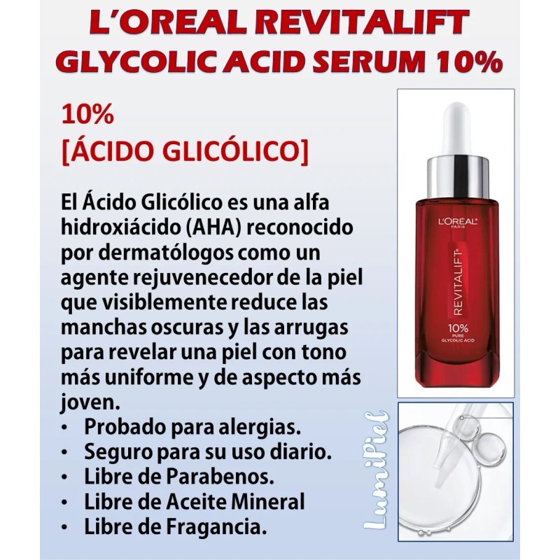 L'oreal Paris Revitalift Suero De Ácido Glicólico Puro 10%