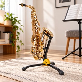 Foldable Alto Saxophone Stand for Practice and Storage – Portable Iron Tripod Floor Holder for Home and Rehearsals