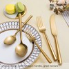 Kelenfer Silverware Set Flatware Set Shiny Gold Cutlery Set with