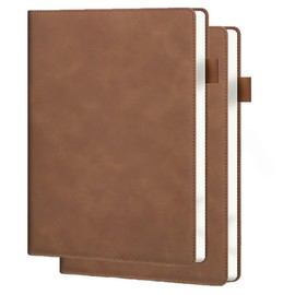 2 Pack Journal Notebook,Hardcover Lined Notebook, Leather Notebooks for School Supplies,Hardcover A5 Diary Journal for Women/Men Work, 100GSM Lined Paper,(Brown)