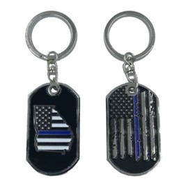 America's Front Line II-004 Georgia Thin Blue Line Challenge Coin Dog Tag Keychain Police Law Enforce