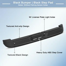 KUIPERAUTO Black Rear Step Bumper Assembly Compatible for 2005 2006-2010 Dodge Dakota / 2011 Ram Dakota Pickup CH1103114 Steel Complete Back Bumpers