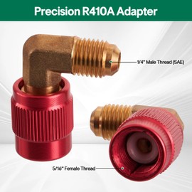 HONG SEN R410A Adapter 4-Pack Set, 1/4" SAE Male to 5/16" SAE Female, A2L Refrigerant Adapter, Low Loss Fittings HVAC, R410A hose adapter, Mini Split Adapters, High-Pressure 800 PSI