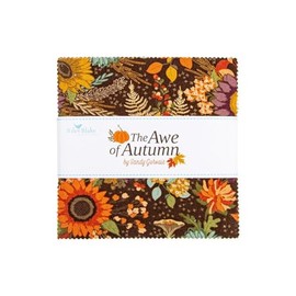 5" Charm Pack Squares - The Awe of Autumn by Sandy Gervais for Riley Blake Designs Fall Flowers Leaves Pumpkins Plaid 5" Stacker Fabric Bundle Quilters Cotton Precuts (5-16190-42) M520.57