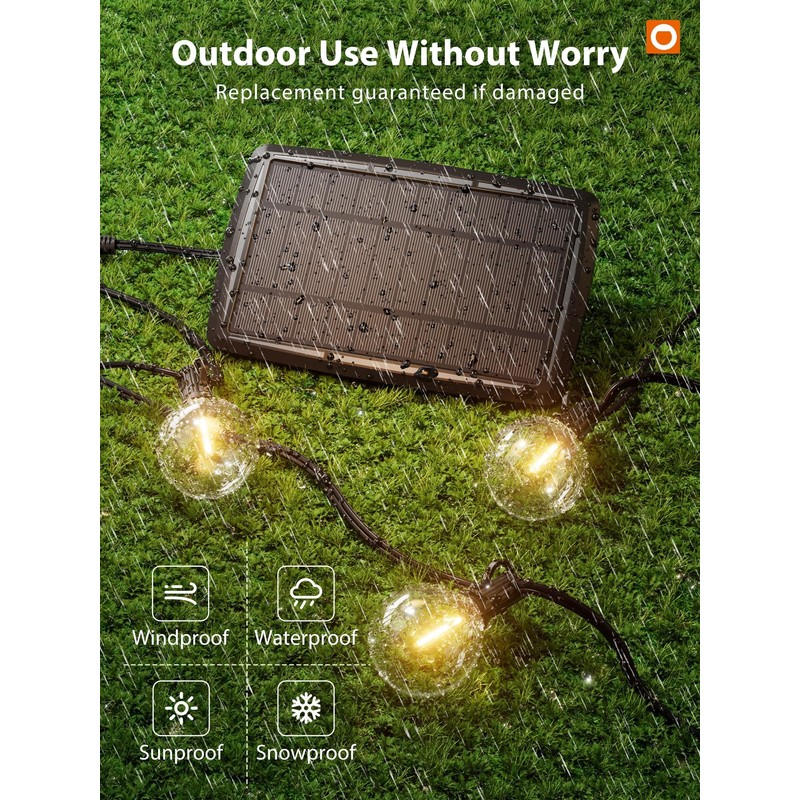 addlon 100FT Solar String Lights for Outside G50 Waterproof with