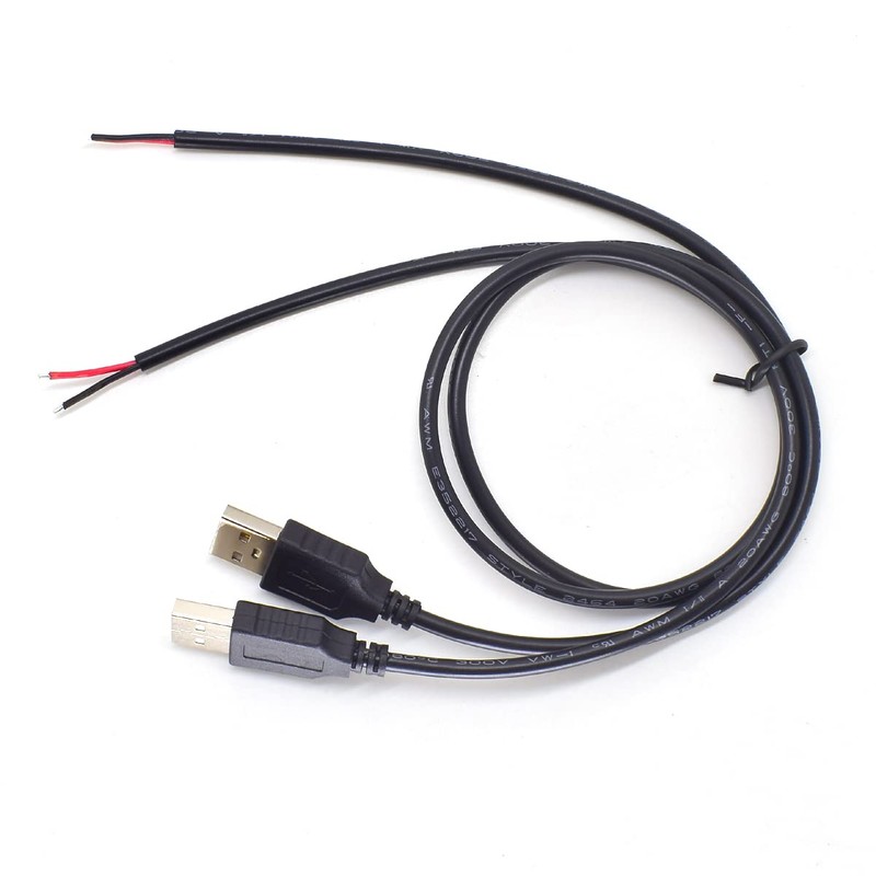 ELNONE 2PCS 20AWG USB Pigtail, 0.6M/2FT USB 2.0 Male Plug,