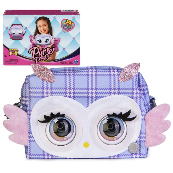 Purse Pets, Print Perfect Hoot Couture Owl Interactive Pet Toy & Crossbody Girls Purse, 30+ Sounds & Reactions, Shoulder Bag for Kids