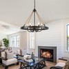 6-Light Wagon Wheel Chandelier Black Farmhouse Chandeliers for Dining Room