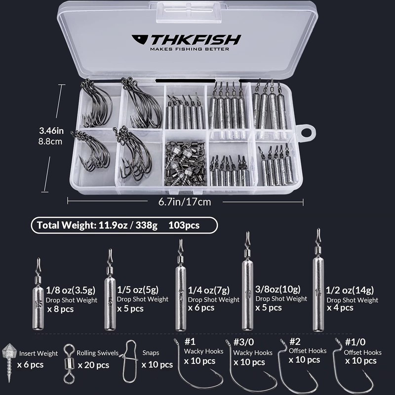 THKFISH Fishing Weights Fishing Sinker Drop Shot Weights Fishing Weights Kit